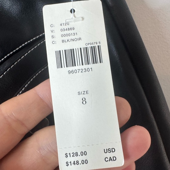 NWT Anthropologie Maeve Faux-Leather Button-Front Belted Mini Skirt size 8 - Picture 7 of 9